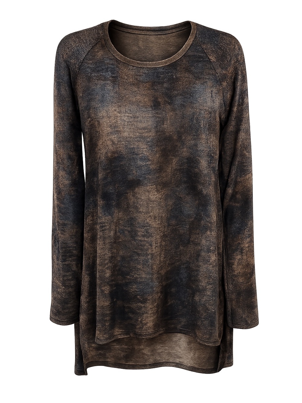 Karen Kane Brown and Blue Scoop Neck Long Sleeve Top